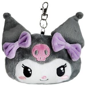 Sanrio Kuromi Face Retractable Cord Pass Holder Plush Mascot